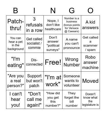 FOF 2021 Leg Session Bingo Card