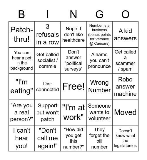 FOF 2021 Leg Session Bingo Card