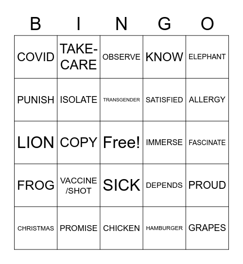 Untitled Bingo Card