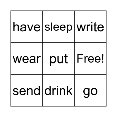 Simple Past -  Bingo Card