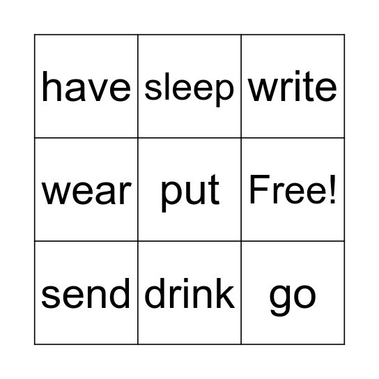 Simple Past -  Bingo Card