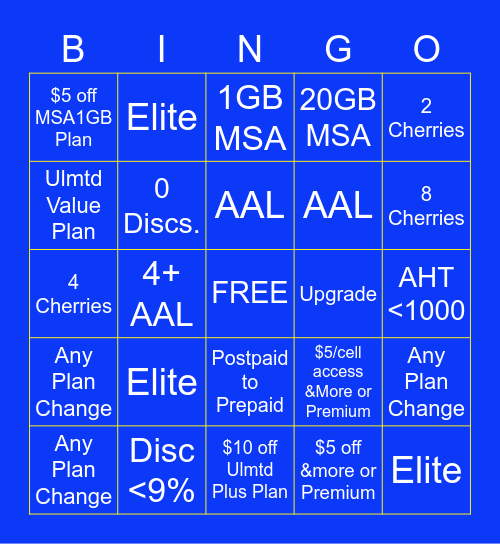 Team Lex Bingo Card