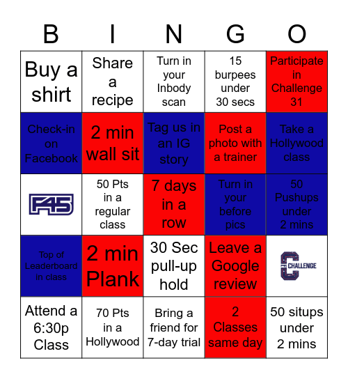 Challenge 31 Bingo Card