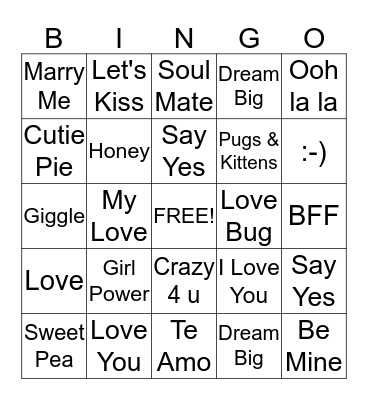 Happy Valentine's Day Bingo Card