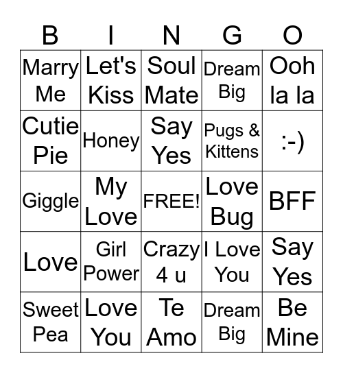 Happy Valentine's Day Bingo Card