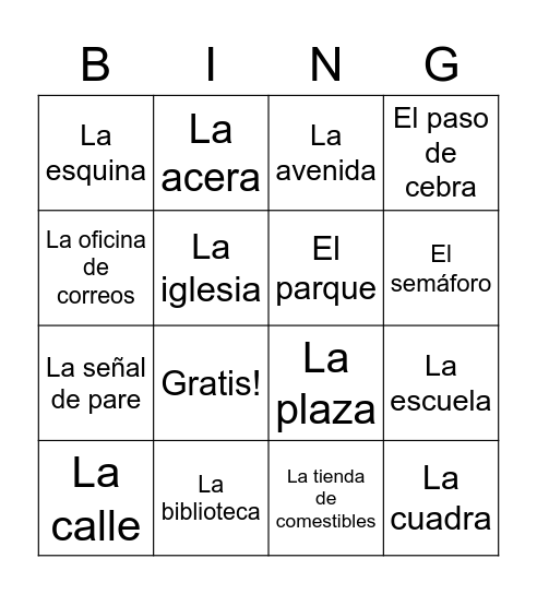 El Barrio Bingo Card