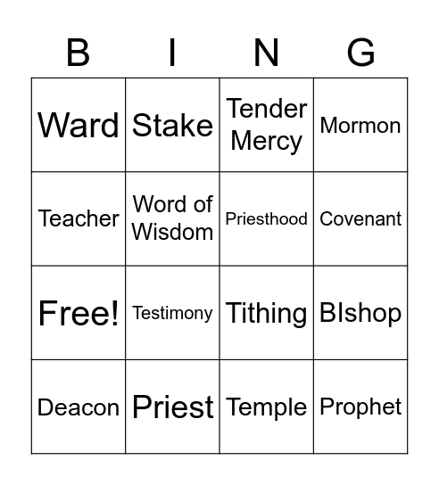 Mormon-ology Bingo Card