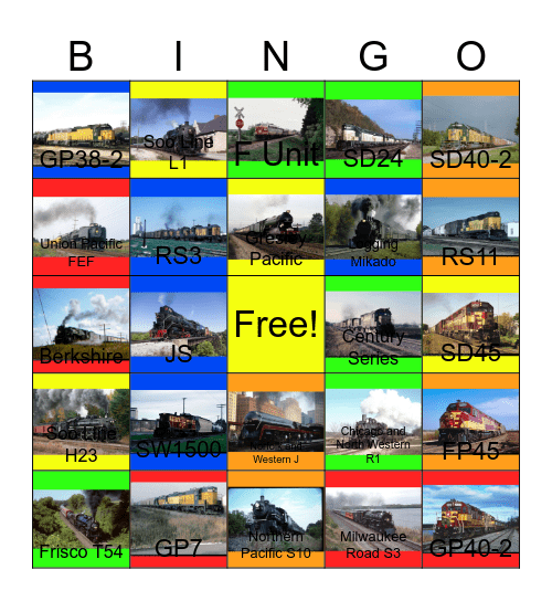 Wisconsin Central and Chicago and North Western Bingo Card