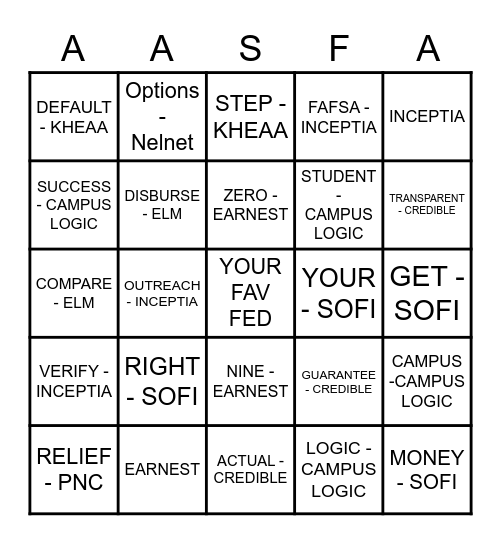 SPONSOR BINGO! Bingo Card