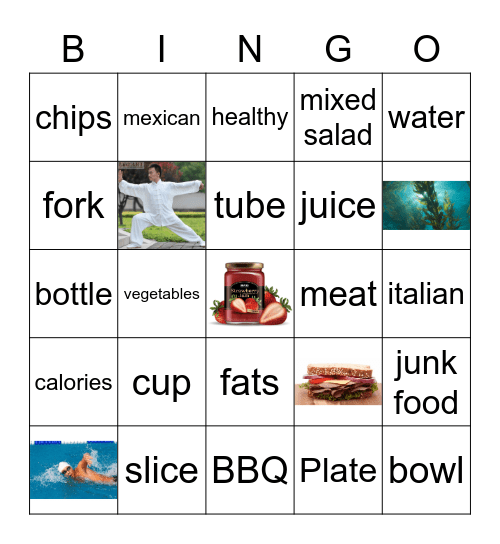 Unit 6 - Food Bingo Card