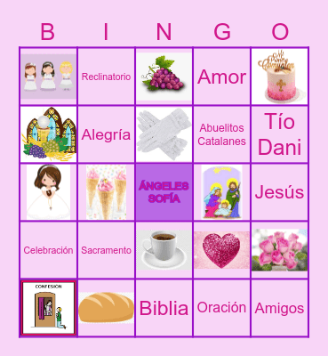 Primera Comunión Bingo Card