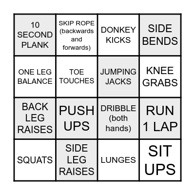 Fitness Station Bingo! Bingo Card