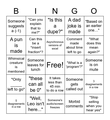 QFD Bingo Card