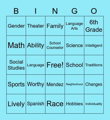 Identity BINGO Card