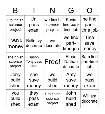 Have / has ... yet? Bingo Card