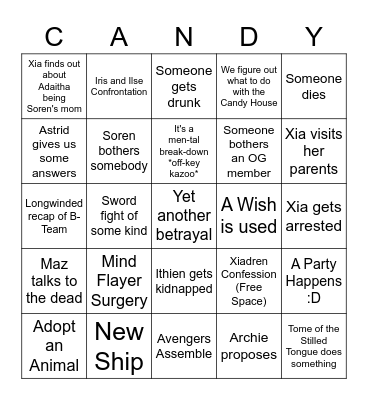 Steph's Candy Cavs Bingo Card