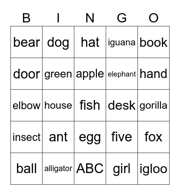 Phonics Monster 1 Units 1-3 Bingo Card