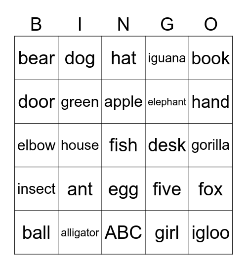 Phonics Monster 1 Units 1-3 Bingo Card