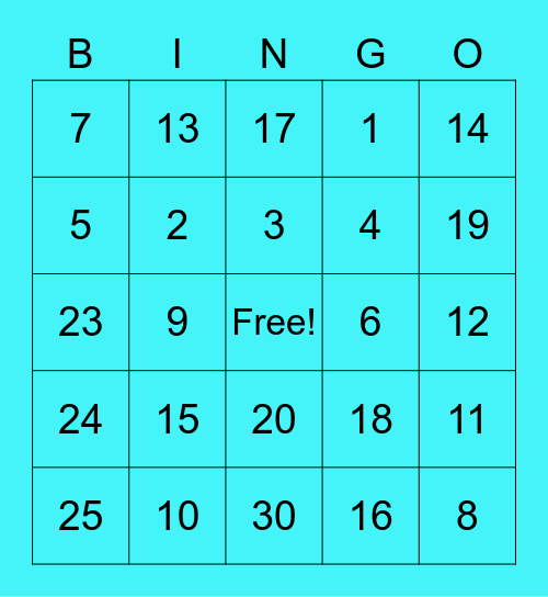 Math Addition Facts Bingo Card
