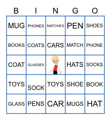 Plural of nouns. Bingo Card