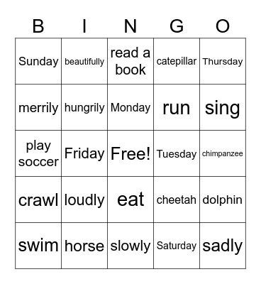 Speaking Review Bingo Card