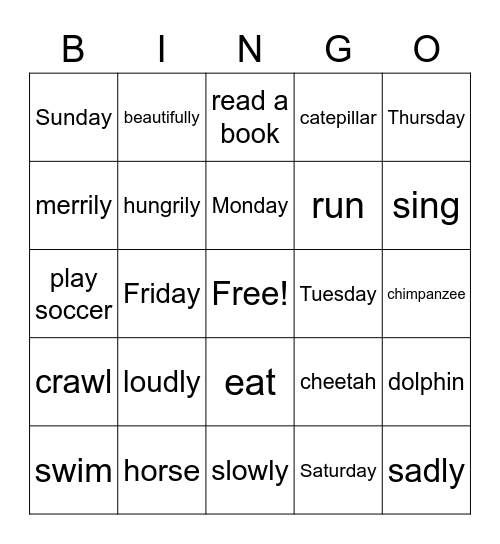 Speaking Review Bingo Card