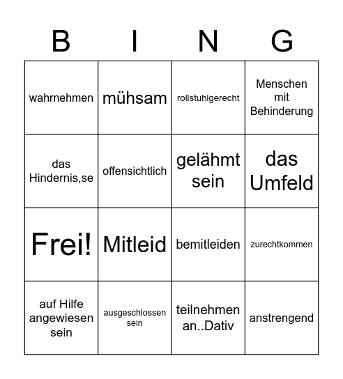 Barriere(frei) Bingo Card