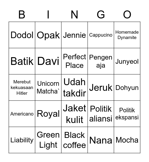 Davi Bingo Card