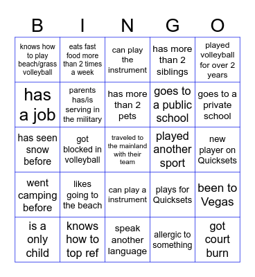 FIELD DAY ICEBREAKER Bingo Card