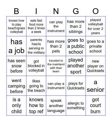 FIELD DAY ICEBREAKER Bingo Card
