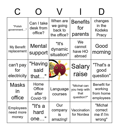Update Covid Situation Bingo Card