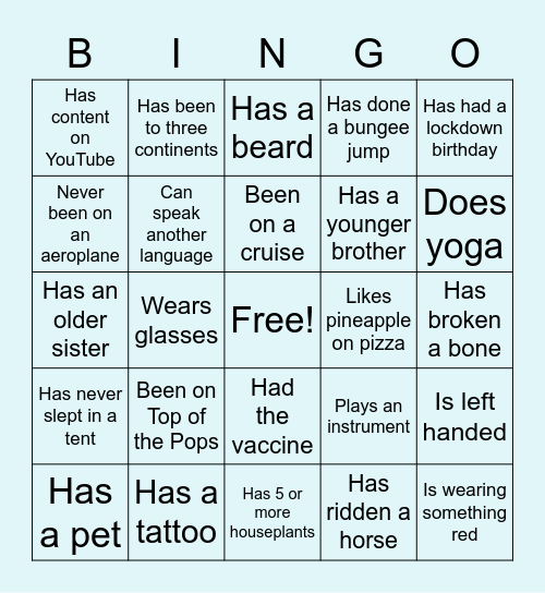 Family Bingo Card