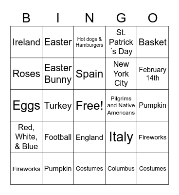 Holiday Bingo! Bingo Card