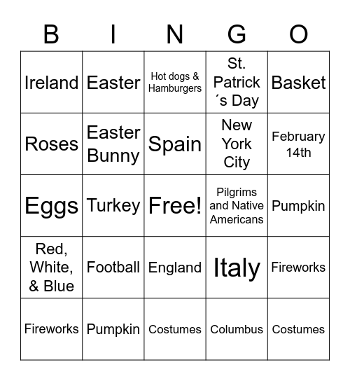 Holiday Bingo! Bingo Card