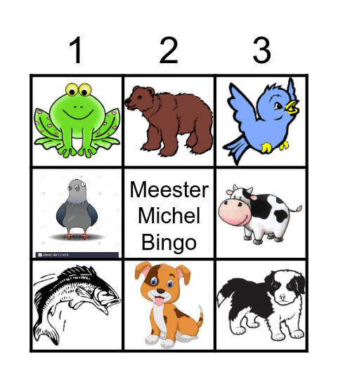 Meester Michel Animals Bingo Card