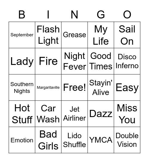 70's Elks Bingo Card