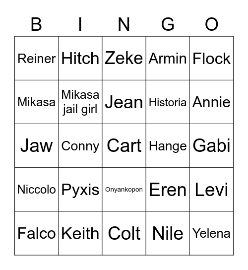 AoT Death Bingo Card