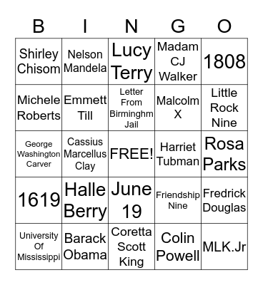 Black history  Bingo Card