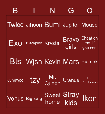 Shuxinuu Bingo Card