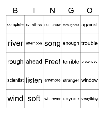 2-6b Bingo Card