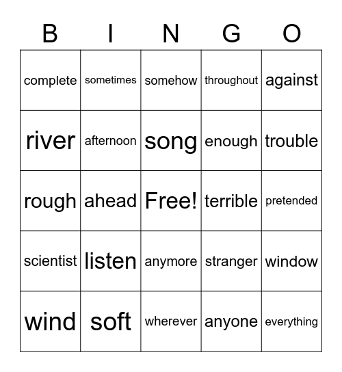 2-6b Bingo Card