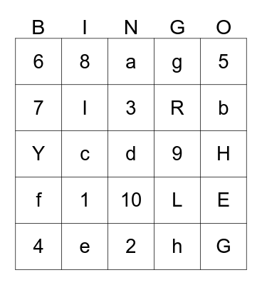 ABC Bingo  Bingo Card