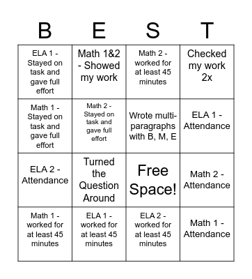 TEST IT OUT! Bingo Card