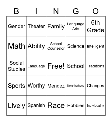 Identity BINGO Card
