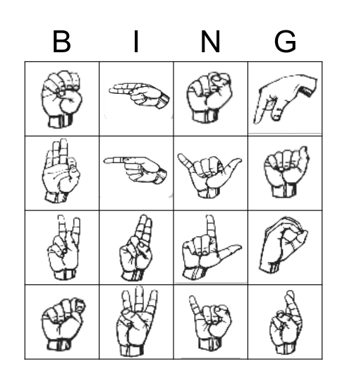 ASL Bingo Card