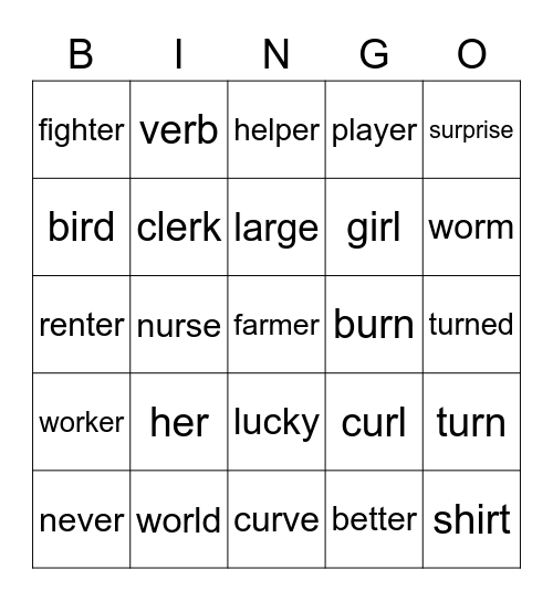 5.2 First Grade Bingo Card