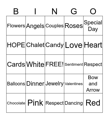 Valentines Day Bingo Card