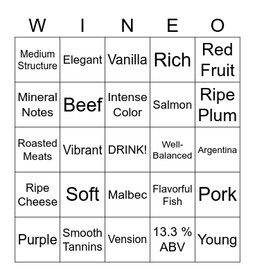 Elsa Bianchi Malbec Bingo Card