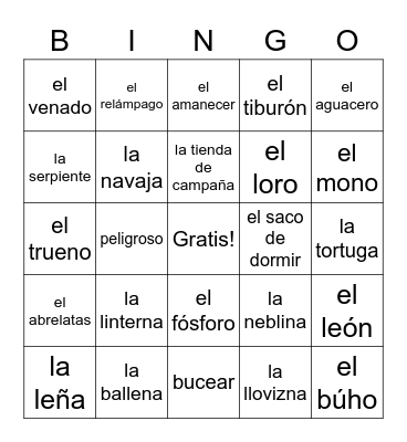 Unidad 5 Definiciones Bingo Card