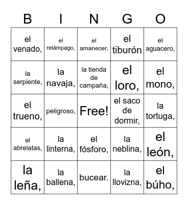 Unidad 5 Definiciones Bingo Card